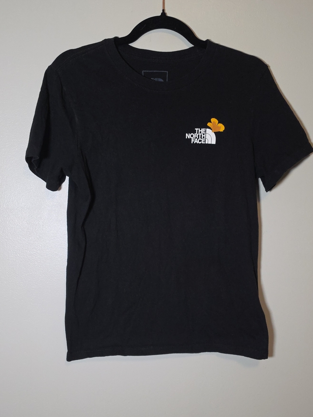 The North Face Black Short-Sleeve Tee with Yellow Logo Accent